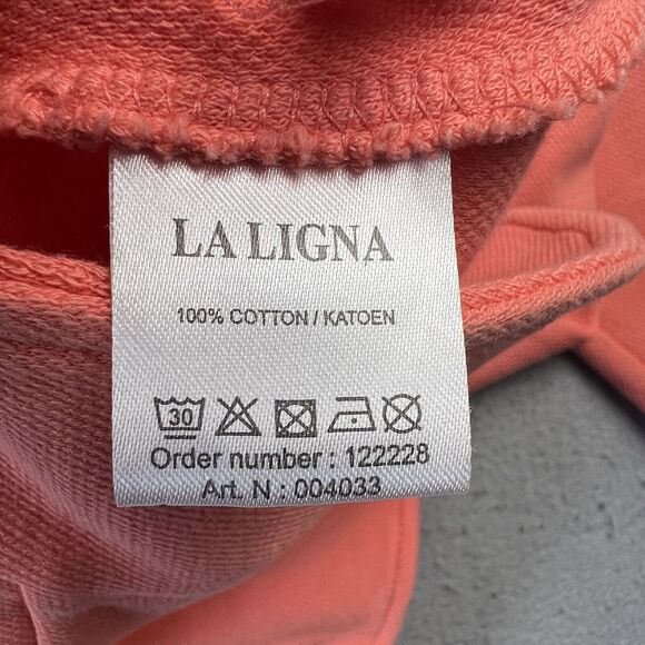 La Ligna Knit Blazer Jacket Women’s Small Orange Button V Neck Collarless - Picture 11 of 16